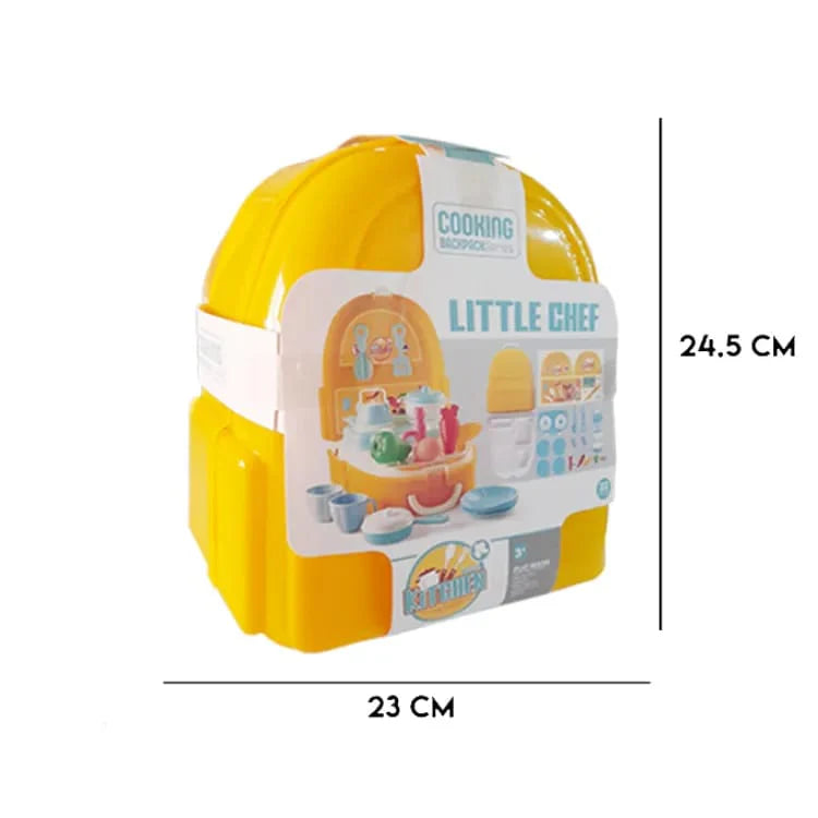 Kitchen Play House - Little Cheff Cooking Backpack for Kids - 22 Pieces Set
