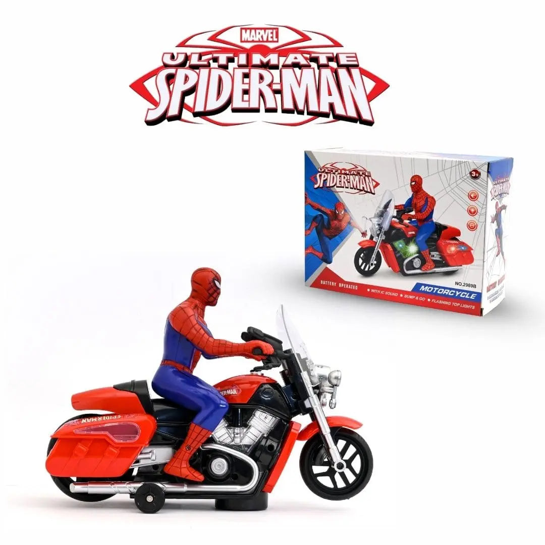 Spider Bike With 3D Lights and Music e With Superhero Action Figuree