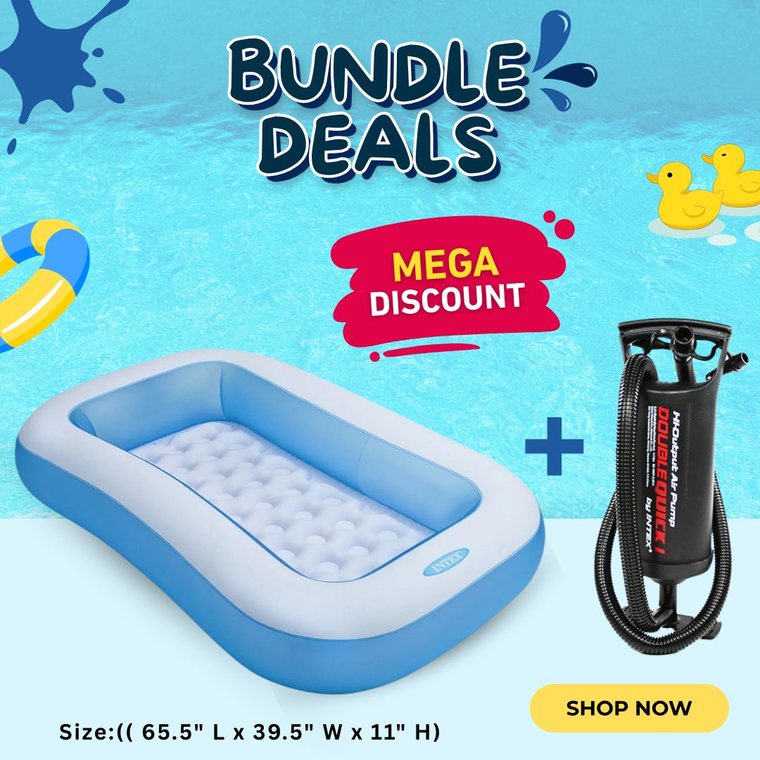 2 in 1 Inflatable Kids Pool with Hand Pump – Bundle Deal | 65.5" x 39.5" x 11"