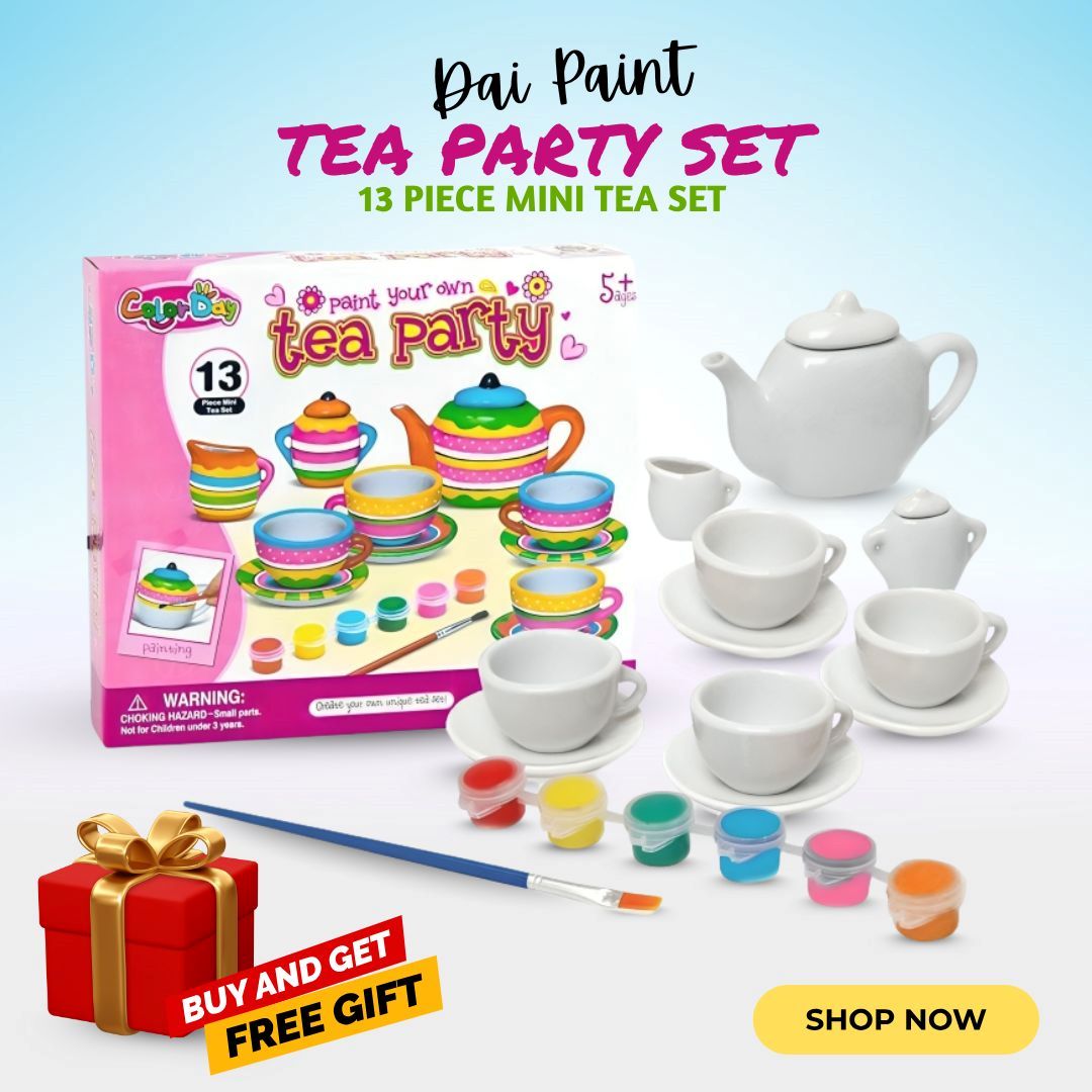 DIY Paint Tea Party set for kids kitchen toys art & Craft for kids Creative Activity