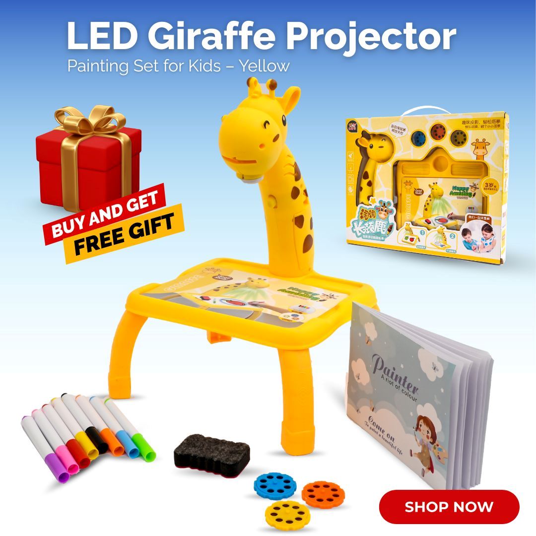 LED Giraffe Projector Painting Table Set for Kids Drawing & Painting