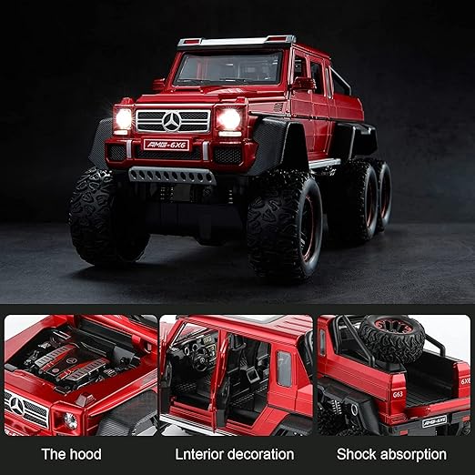 Mercedes-Benz G63 AMG 6x6 Diecast Model Car with Lights, Sound, and Openable Doors