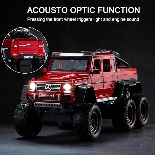 Mercedes-Benz G63 AMG 6x6 Diecast Model Car with Lights, Sound, and Openable Doors