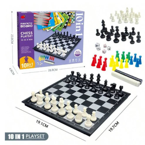 Ultimate 10-in-1 Chess Games of Pure Fun with the Magnetic Board Playset