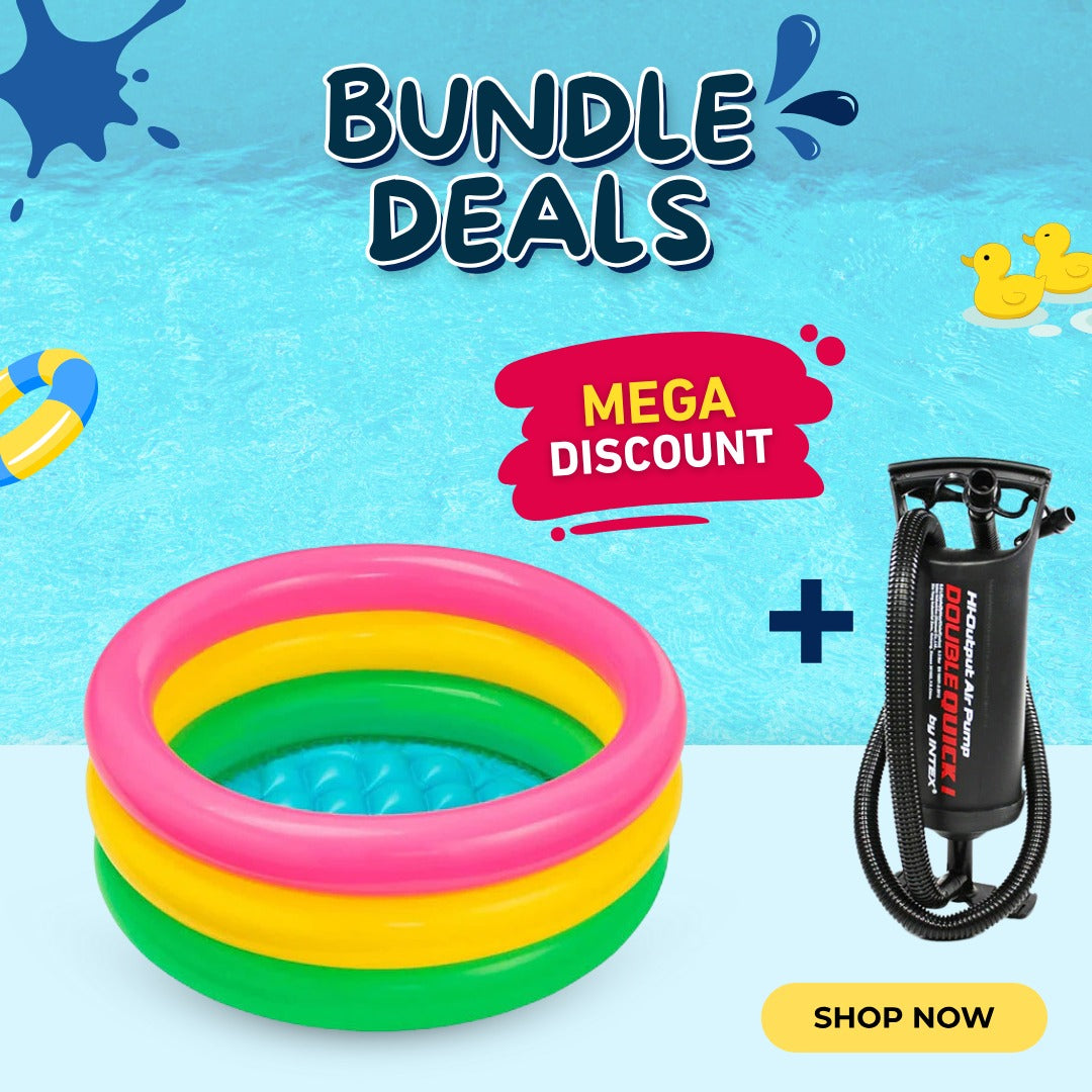 Kids Inflatable Rainbow Pool with Pump – Colorful Baby Swimming Pool | Bundle Offer