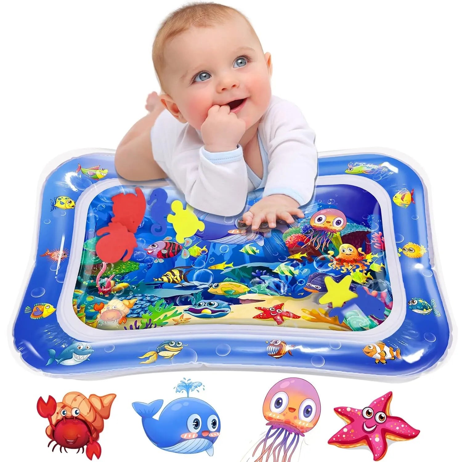 Water Play Mat for Infants, Toddlers | Inflatable Tummy Time Mat - 60x50x8 cm (Random color)